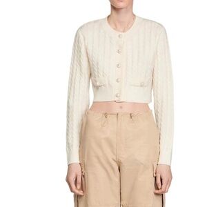 Elina Cable Knit Cropped Cardigan